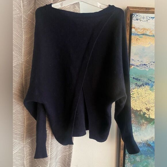 Nordstrom Collection Women 100% Cashmere Pullover Sweater Navy Blue Size Small - Picture 3 of 12